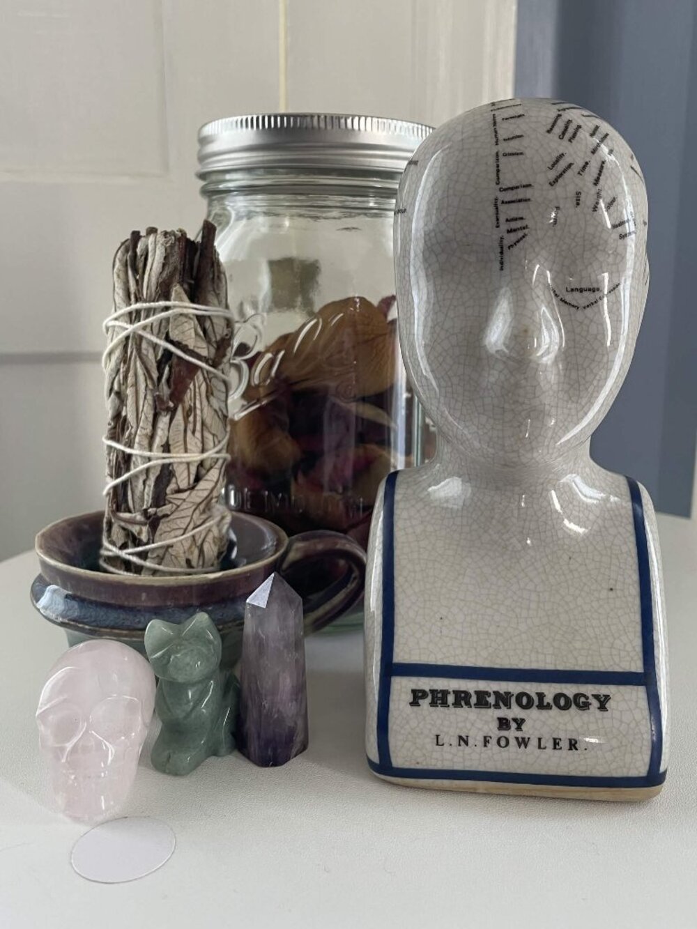 Ceramic Phrenology Head Bust L.N. Fowler Vintage Style Oddities Decor